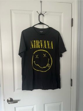 Nirvana Black Tee with Yellow Smile Logo